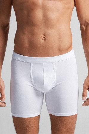 Boxer Intimissimi Superior Cotton Long Panske Biele | 56037-XEJW