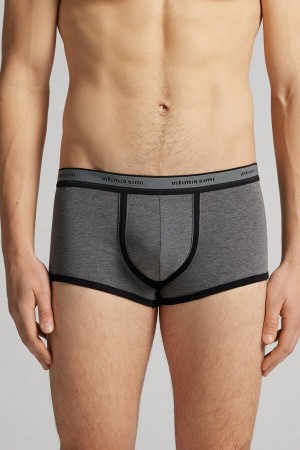 Boxer Intimissimi Superior Cotton With Logo Panske Tmavo Siva Čierne | 01938-RBWL