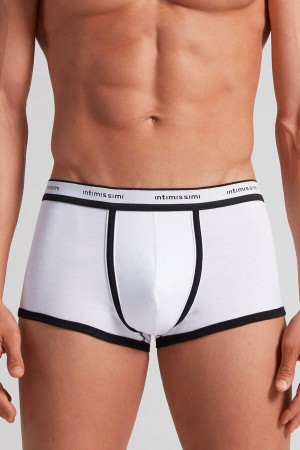 Boxer Intimissimi Superior Cotton With Logo Panske Biele Čierne | 63295-XFTK