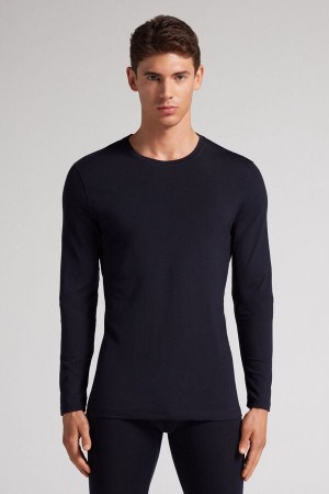 Dlhym Rukavom Intimissimi Crew-Neck Merino-Wool Panske Čierne | 31275-SFOD