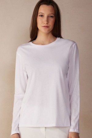 Dlhym Rukavom Intimissimi Superior Cotton Oversized Damske Biele | 51428-ZUMC