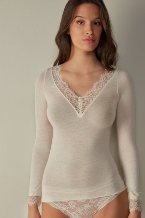 Kosela Intimissimi Modal Cashmere Ultralight Long Lace Damske Svetlo Žlté | 85742-PCDK