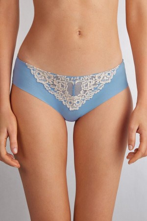 Nohavičky Intimissimi Pretty Flowers Seamless Cotton Damske Modre Biele | 53016-CGUA