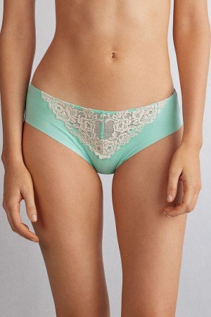 Nohavičky Intimissimi Pretty Flowers Seamless Cotton Damske Zelene Biele | 75318-BGYL