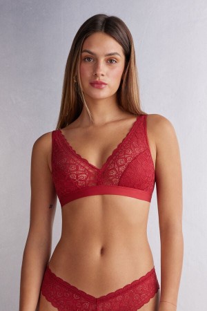 Podprsenka Intimissimi Lara Triangle Lace Damske Červené | 49163-WLEX