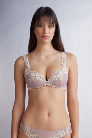 Podprsenka Intimissimi Pretty Flowers Gioia Super Push-Up Damske Biele | 07285-TPUV