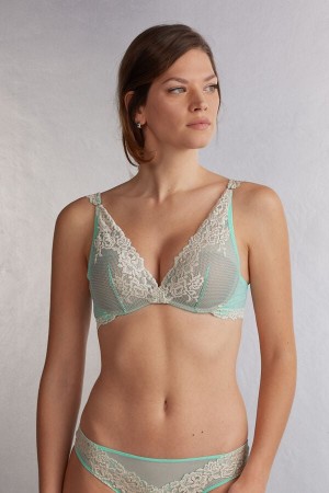 Podprsenka Intimissimi Pretty Flowers Giorgia Balconette Damske Zelene Biele | 21476-WSAF