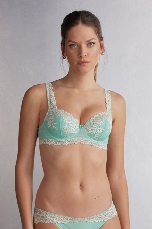 Podprsenka Intimissimi Pretty Flowers Sofia Balconette Damske Zelene Biele | 98523-EJAO