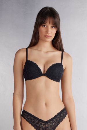 Podprsenka Intimissimi Silvia Push-Up Lace Damske Čierne | 78493-FOWP