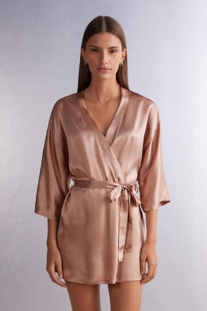 Pyžamá Intimissimi Silk Kimono Damske Ruzove | 15896-BDKR