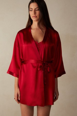 Pyžamá Intimissimi Silk Kimono Damske Červené | 14092-CIQJ