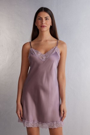 Pyžamá Intimissimi Silk Slip With Lace Insert Detail Damske Ruzove | 90547-GBAM