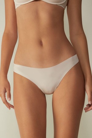 Slipy Intimissimi Brazilian Seamless Ultra Light Microfiber Damske Krém Ruzove | 52987-EWHI