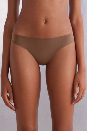 Slipy Intimissimi Brazilian Seamless Ultra Light Microfiber Damske Tmavo Béžové | 04351-WGCB