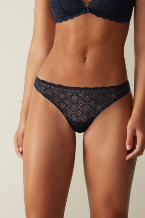 Slipy Intimissimi Lace And Microfiberzilian Damske Modre | 76328-GMXP