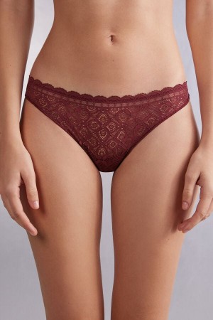 Slipy Intimissimi Lace And Microfiberzilian Damske Červené | 09372-CVNY