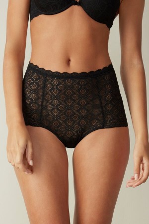 Slipy Intimissimi Lace High Waist Hipster Damske Čierne | 67083-NFIW