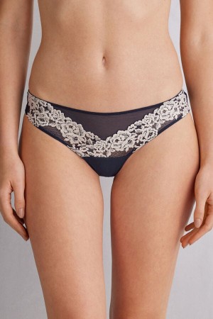 Slipy Intimissimi Pretty Flowerszilian Damske Tmavo Modre Svetlo Žlté | 46903-TUOZ