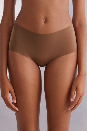 Slipy Intimissimi Seamless Microfiber Hipster Damske Tmavo Béžové | 89570-LSNO