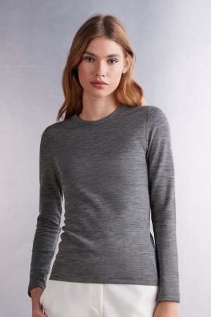 Sveter Intimissimi Wool Cotton Crewneck Damske Siva | 01857-XSFY