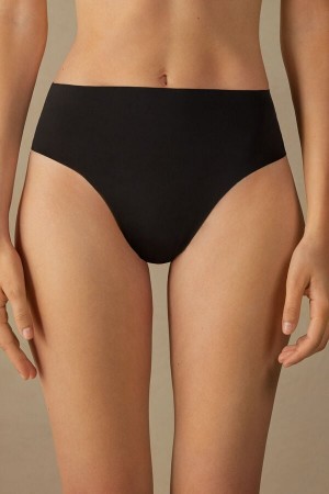 Tanga Intimissimi High Waist In Seamless Ultralight Microfiber Damske Čierne | 68042-AKBE