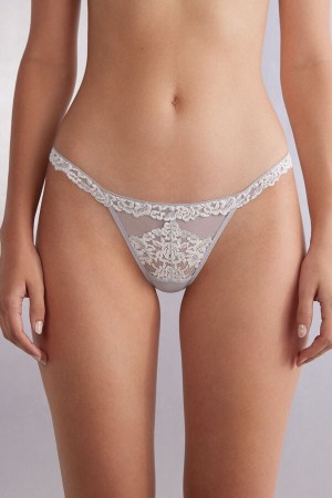 Tanga Intimissimi Pretty Flowers String Damske Siva | 94582-OEIZ