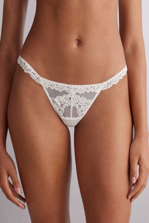 Tanga Intimissimi Pretty Flowers String Damske Biele | 37086-VFNJ