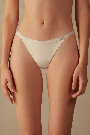 Tanga Intimissimi String In Cotton Damske Krém Ruzove | 12387-JODN