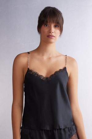 Tielko Intimissimi Living In Luxe Silk Camisole Damske Čierne | 29467-YPWD