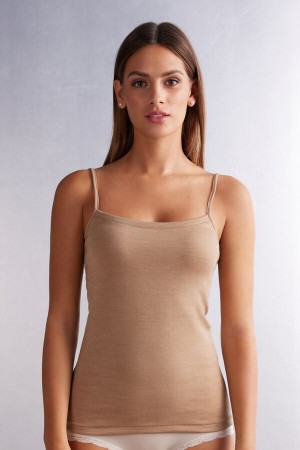 Tielko Intimissimi Wool Cotton Camisole Damske Hnede | 13578-ONZF