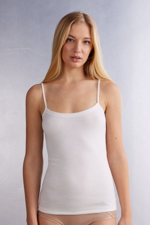 Tielko Intimissimi Wool Cotton Camisole Damske Biele | 78345-YSXW