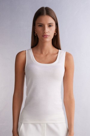 Tielko Intimissimi Wool Cotton Damske Biele | 31294-FXWY