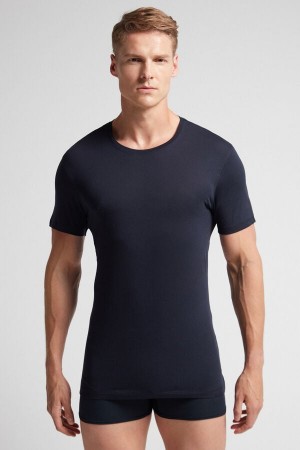 Tricko Intimissimi Extrafine Superior Cotton Panske Čierne | 80654-KXGQ