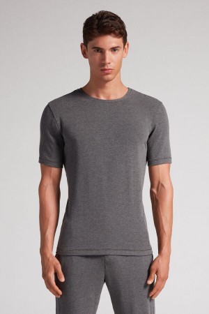 Tricko Intimissimi Short-Sleeve Modal-Cashmere Panske Tmavo Siva | 75062-HJOG