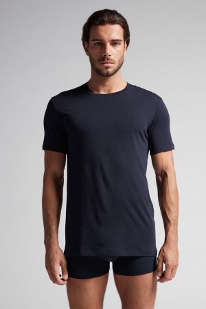 Tricko Intimissimi Superior Cotton Panske Čierne | 14675-JGKL