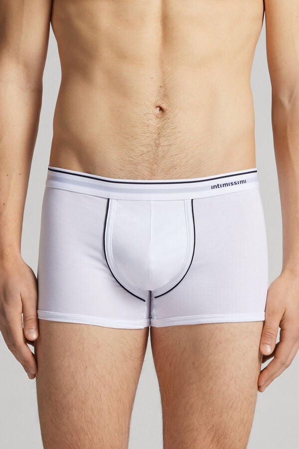 Boxer Intimissimi Superior Cotton With Exposed Elastic Panske Biele Modre | 43056-HIPZ