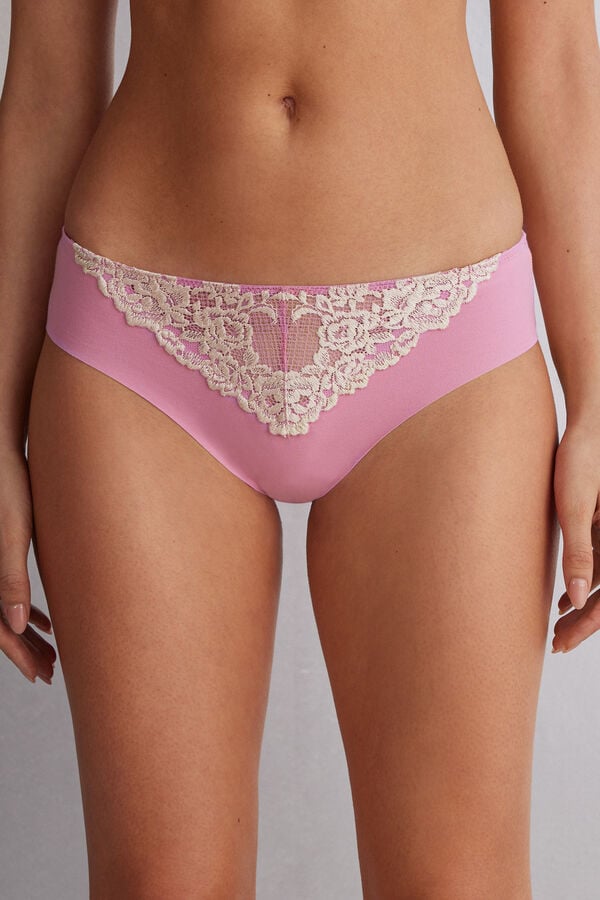 Nohavičky Intimissimi Pretty Flowers Seamless Cotton Damske Ruzove Biele | 07912-TANY