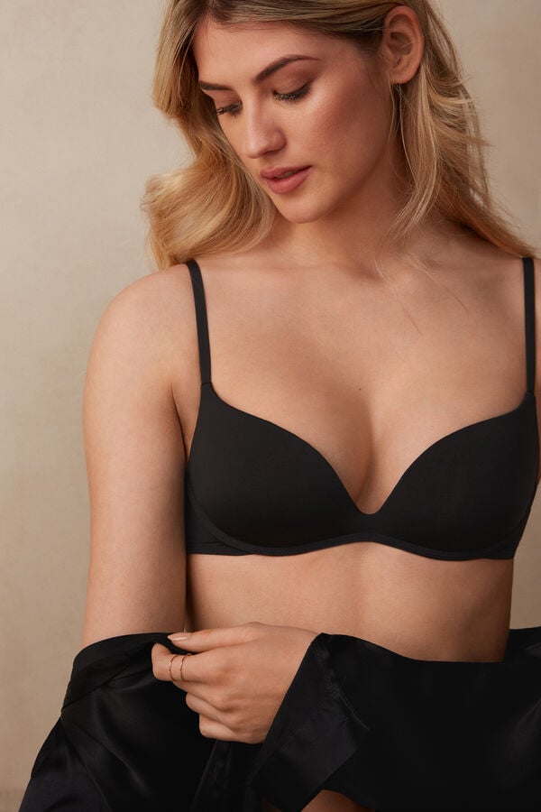 Podprsenka Intimissimi Gioia Push-Up Ultralight Microfiber Damske Čierne | 10972-UILR