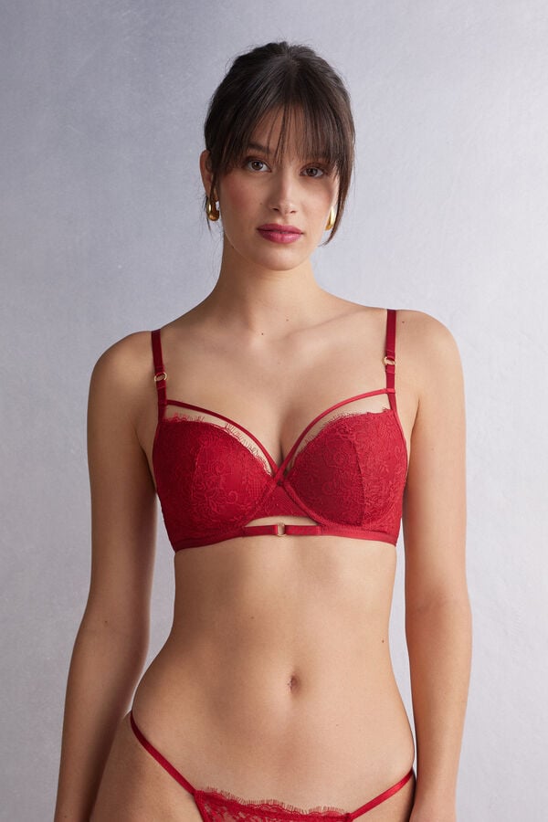 Podprsenka Intimissimi Intricate Surface Elettra Push-Up Damske Červené | 50683-ASHI