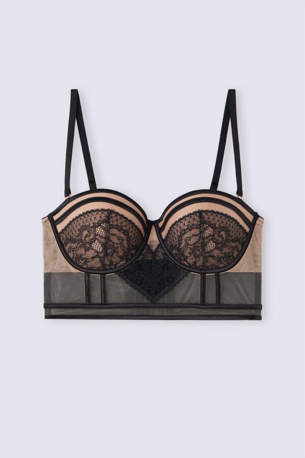 Podprsenka Intimissimi Luxury Moments Giada Bandeau Bustier Damske Čierne Béžové | 06398-IJDU