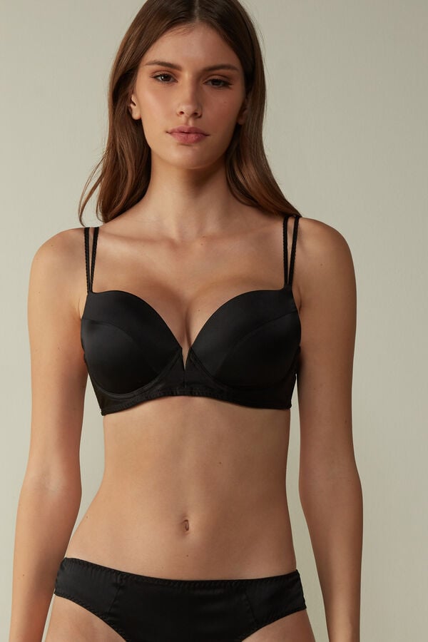 Podprsenka Intimissimi Mia Silk Super Push-Up Damske Čierne | 86592-JENR