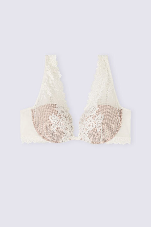 Podprsenka Intimissimi Pretty Flowers Elena Balconette Damske Biele | 67809-UTKQ