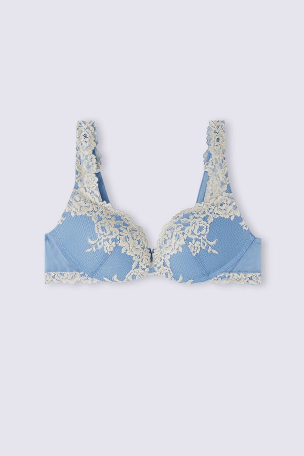 Podprsenka Intimissimi Pretty Flowers Gioia Super Push-Up Damske Modre Biele | 80347-VCRH