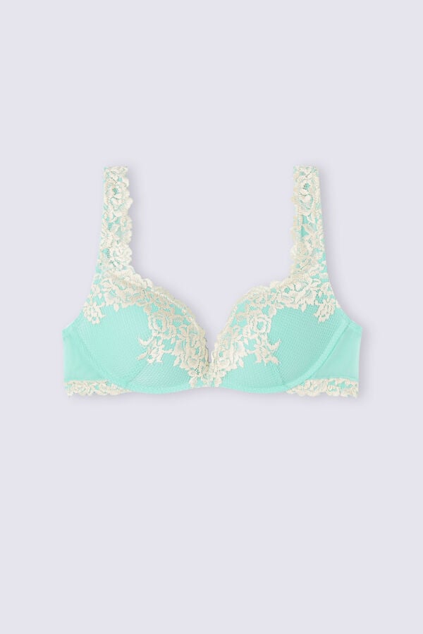 Podprsenka Intimissimi Pretty Flowers Gioia Super Push-Up Damske Zelene Biele | 47536-WBPT