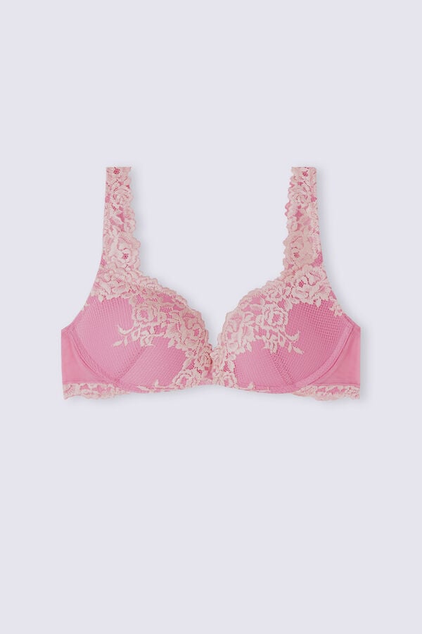 Podprsenka Intimissimi Pretty Flowers Gioia Super Push-Up Damske Ruzove Biele | 25693-CQSJ