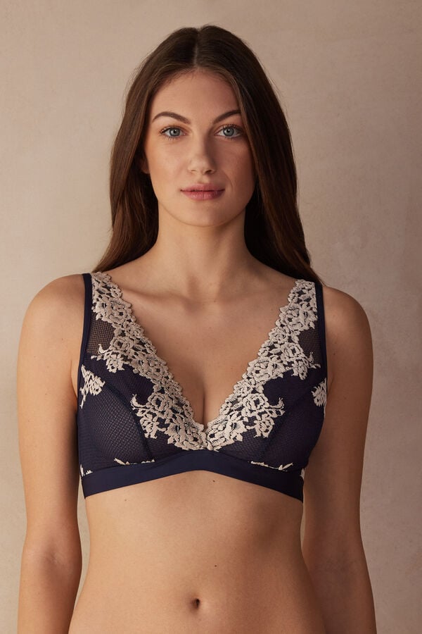 Podprsenka Intimissimi Pretty Flowers Lara Triangle Damske Tmavo Modre Svetlo Žlté | 54927-QALG