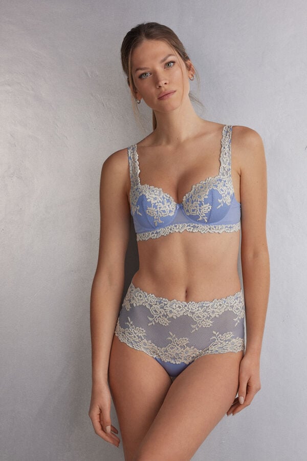 Podprsenka Intimissimi Pretty Flowers Sofia Balconette Damske Modre Biele | 54197-QGHE