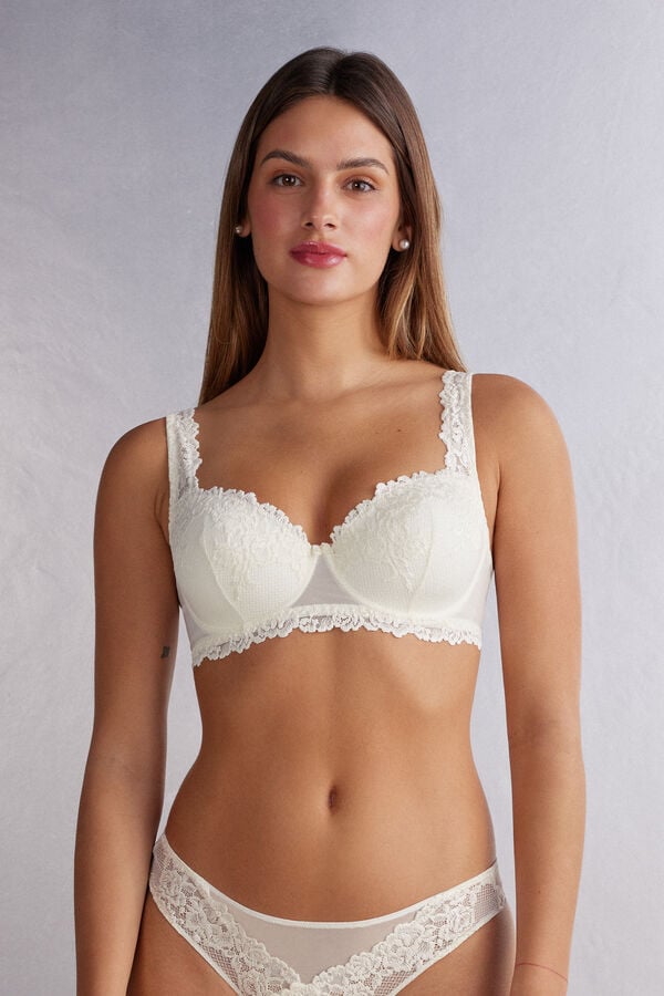 Podprsenka Intimissimi Pretty Flowers Sofia Balconette Damske Biele | 43281-FPSK