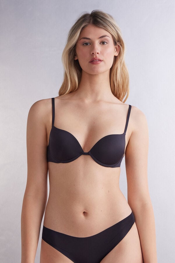 Podprsenka Intimissimi Simona Super Push-Up Ultralight Microfiber Damske Čierne | 79538-EDGZ