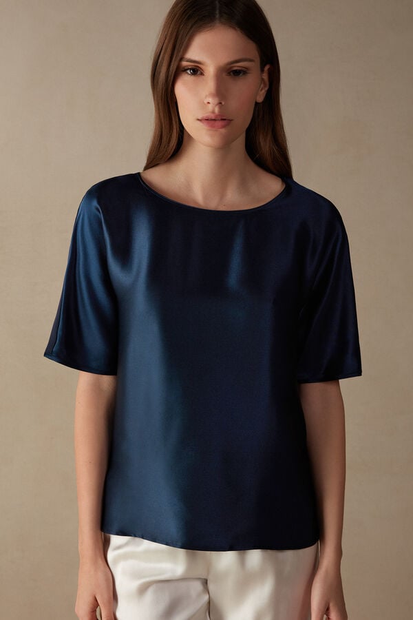 Short Sleeve Intimissimi Silk And Modal Damske Modre | 20345-QAWV